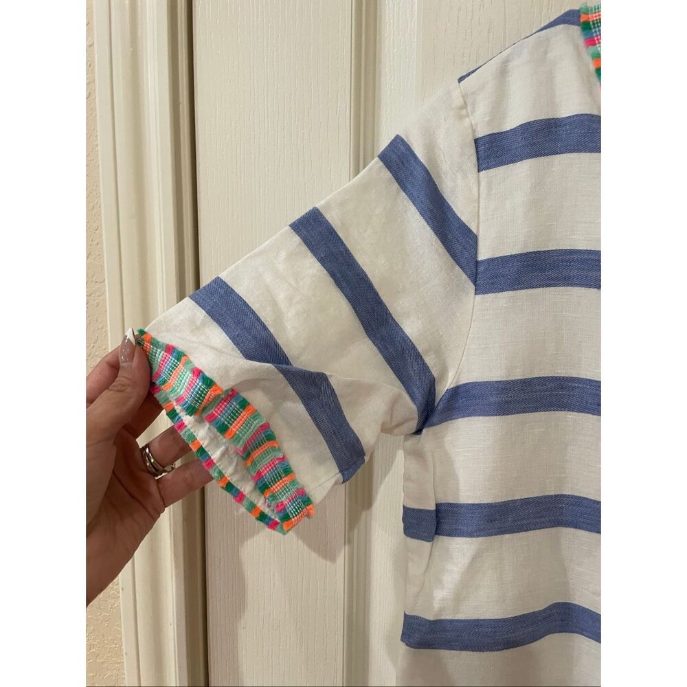 VILAGALLO madison dress in capri blue stripe euro size 36 - Picture 3 of 7